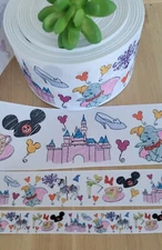 5/8, 7/8, 1.5 & 3” (1 YD) Disney Ribbon Castle Tinkerbell Dumbo Cinderella