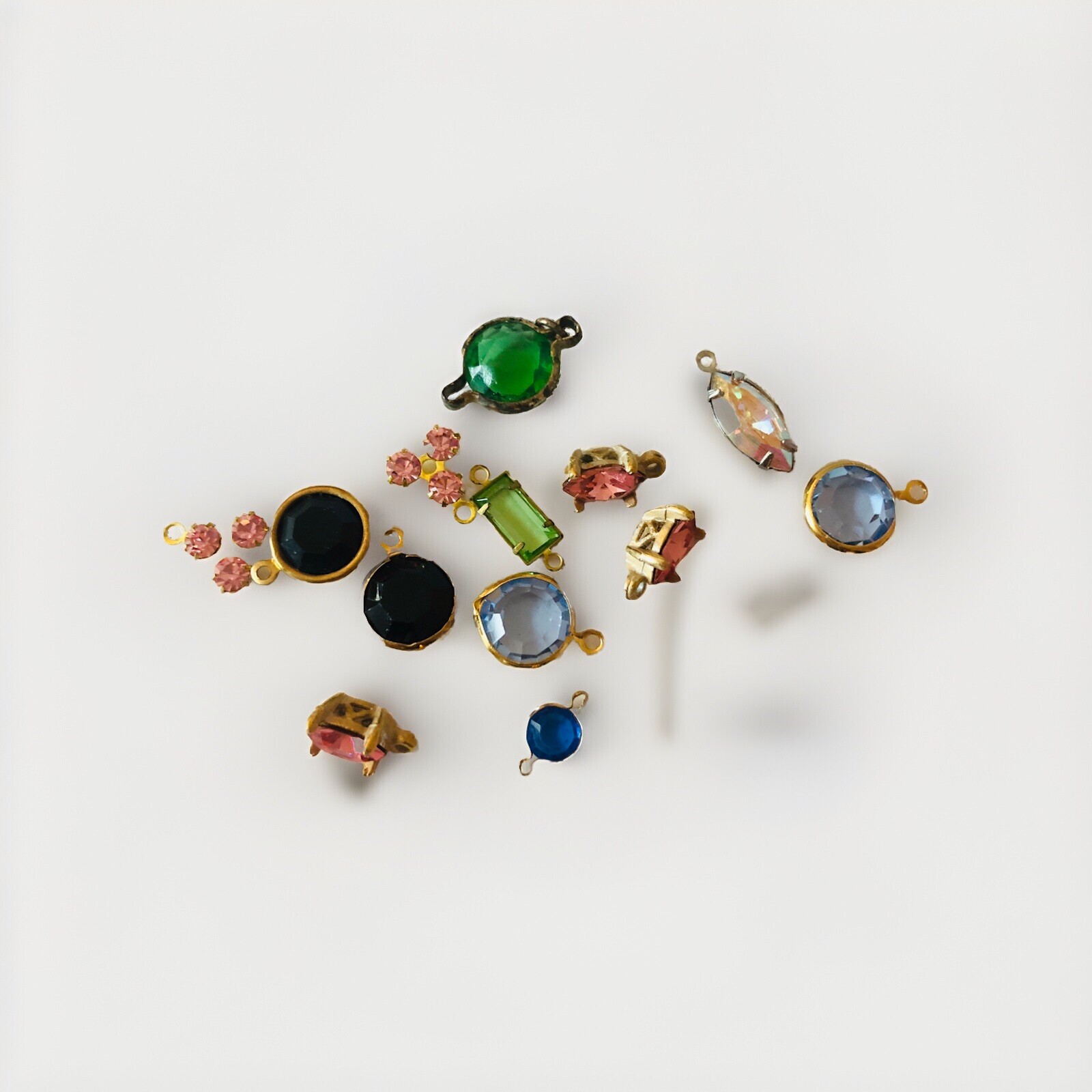 Vintage Faceted Crystal Charm Beads for Jewelry Making and Repair 13pc Assorted