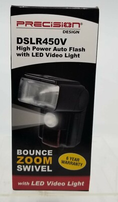 Precision Design DSLR450V High Power Auto Flash with LED Video Light Brand new 