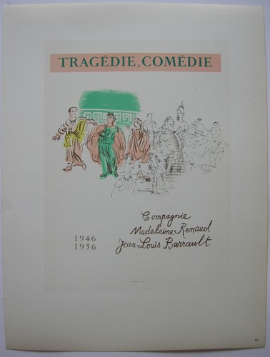 Raoul Dufy Tragédie Comédie Renaud Orig Lithografie 1959 Maitres de l'Ecole  - Bild 1 von 2