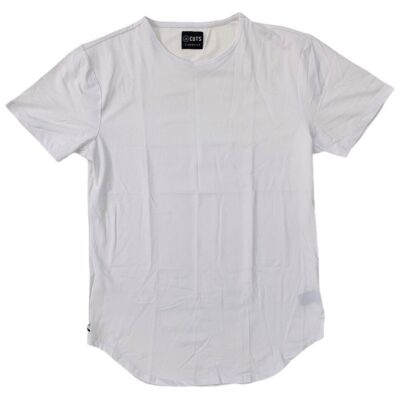 Cuts Clothing Men's Elongated Crew Neck Fit 4-Way Stretch Tee T-Shirt - White