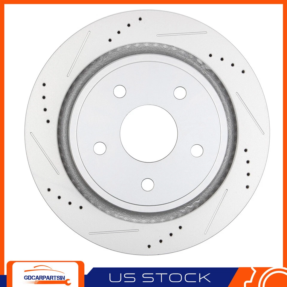 Pinzas de freno traseras rotores y pastillas de cerámica ranuradas para Dodge Ram 1500 2002-2010 Foto 4 de 4