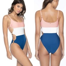 NWT PilyQ PQ Colorblock Island Ring Side One Piece Bathing Swimsuit 134 Small