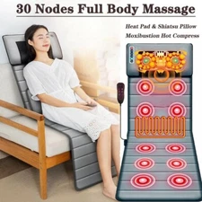 Full Body Electric Massage Mat Cushion Back Massage Pad w/ Heat Vibration Timer