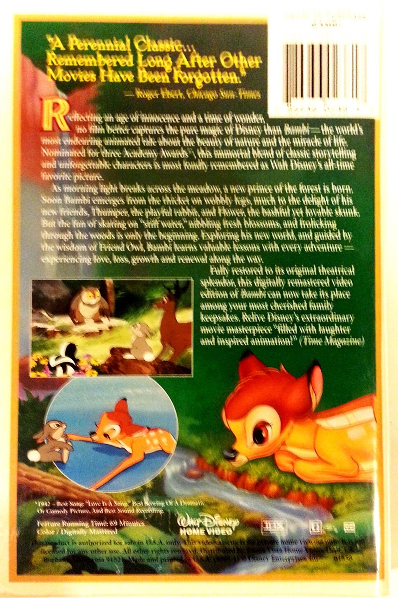BAMBI VHS, Disney 55th Anniversary Limited Edition Masterpiece