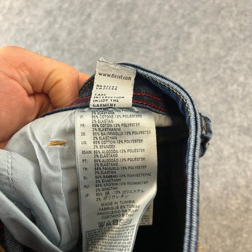 Diesel Sleenker Jeans Mens 30 30 Slim Skinny Dark Wash Blue Stretch Whiskers - 第 10/12 張圖片