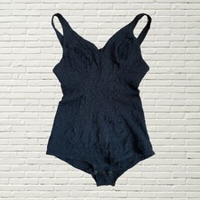 Vintage 60s Black Lace Lingerie Bodysuit - Bow Detailing - Xs/s