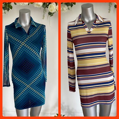 Influence Dress Size 8 Polo Long Sleeve Collar Bodycon Stretch Dress New KK83