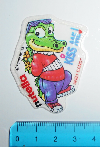 ADESIVO STICKER VINTAGE FERRERO KINDER SORPRESINE FRIGO SERIE SPUGNOSELLI ANDY - 第 1/1 張圖片