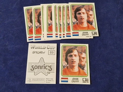 Panini World Cup Story Sonric's 1990, raro sticker Johan Cruyff #89, Rookie
