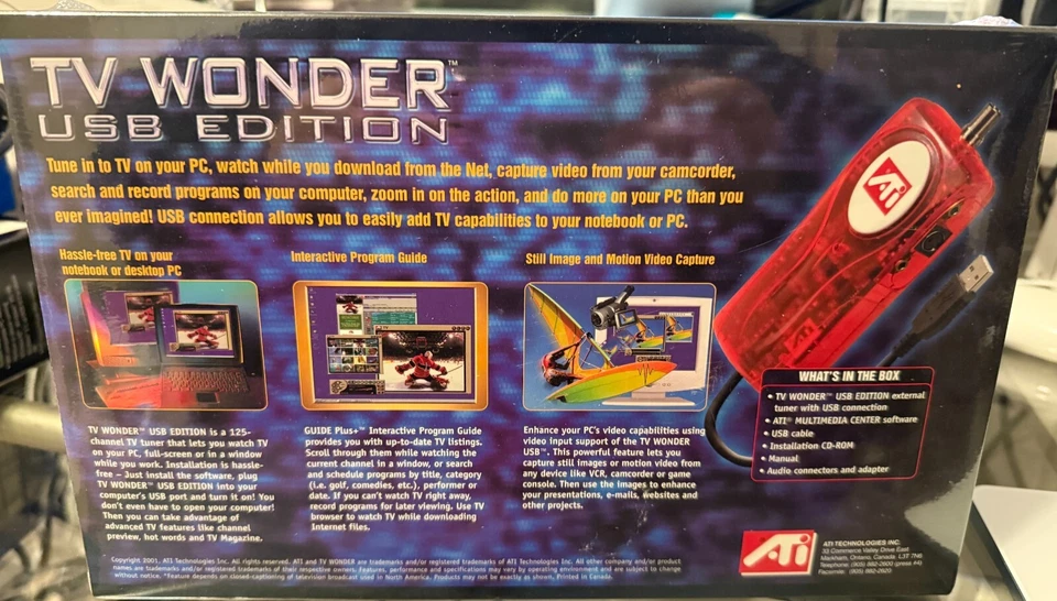 ATI TV Wonder USB Edition New Sealed: Windows  PC TV Tuner 2001 - Image 2 of 4
