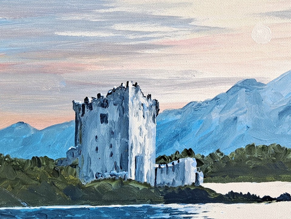 Original Acrylic Painting. Irish Art.Ross Castle.Killarney.Lakes Of