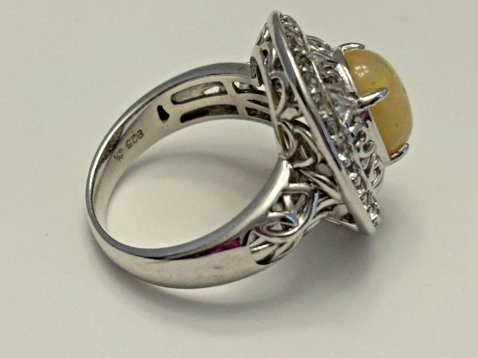Anillo HSN Victoria Wieck Ópalo Etíope Topacio Blanco Esterlina .925 Marco Talla 7 Foto 4 de 4