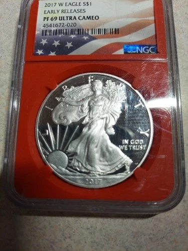 2017-W Proof $1 American Silver Eagle NGC PF69 Ultra Cameo Flag Label