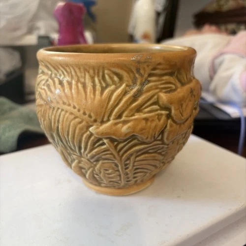 New ListingAntique Weller Pottery Art Nouveau Planter Jardiniere Marvo Palm Frond Vintage