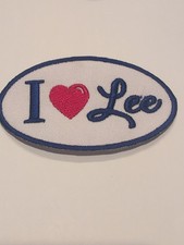 Vintage I Love Lee Embroidered Sew-On Patch White Oval Jeans Denim USA 3"