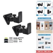 Speaker Wall Mount Swivel Tilt Holds 30lbs 2 Pack Black Aluminum Adjustable