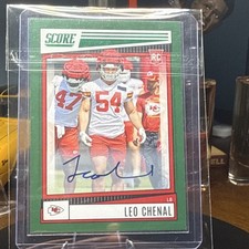 2022 Panini Score Leo Chenal #354 Rookie Green Signatures Autograph Chiefs