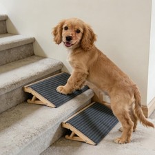 Dog Ramp for Stairs 2 Pack - Adjustable Solid Wood Foldable Indoor Pet Ramp f...