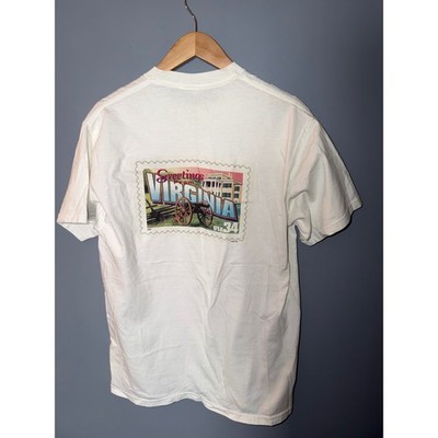 Vintage Hanes Greetings From Virginia USPS Postage Stamp Graphic T-Shirt White M