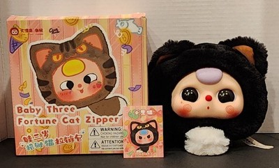 Baby Three - Fortune Cat Zipper Bag - Plush - Black Cat - Blind Box - Opened