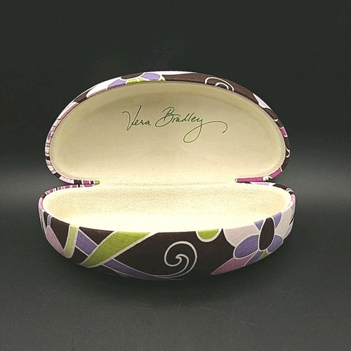Custodia per occhiali da sole Vera Bradley rigida grande marrone scuro fiori look retrò