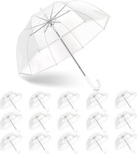 16PCS Clear Bubble Umbrella Wedding, High-Visibility Transparent Rain Umbrellas