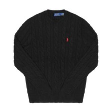POLO RALPH LAUREN Cable Knit Cotton Sweater 710775885012 Black