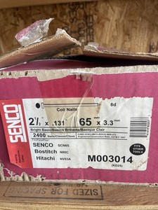 Approx 2300ct Senco 8D COIL Nails 2-1/2" x .131" Bright Basic READ!