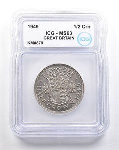 1949 Great Britain 1/2 Crown KM#879 MS63 ICG a5475