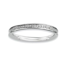 Solid 925 Sterling Silver Stackable Expressions  Diamonds Polished Ring 2.3...