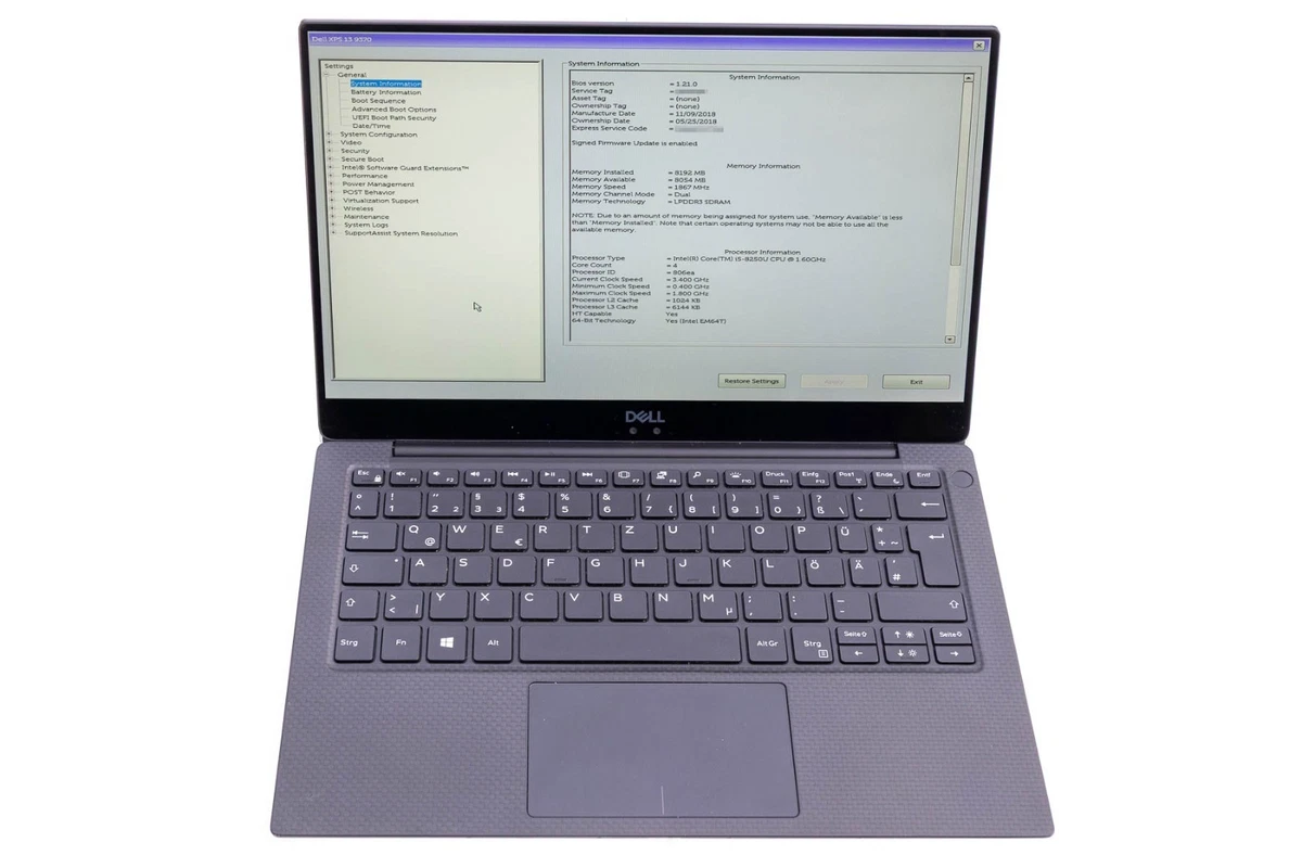 PC Ultra-Portable Nouveau Dell XPS 13 9300 13.4 Intel Core i5 8 Go RAM 512 Go SSD Blanc arctique Exclusivité
