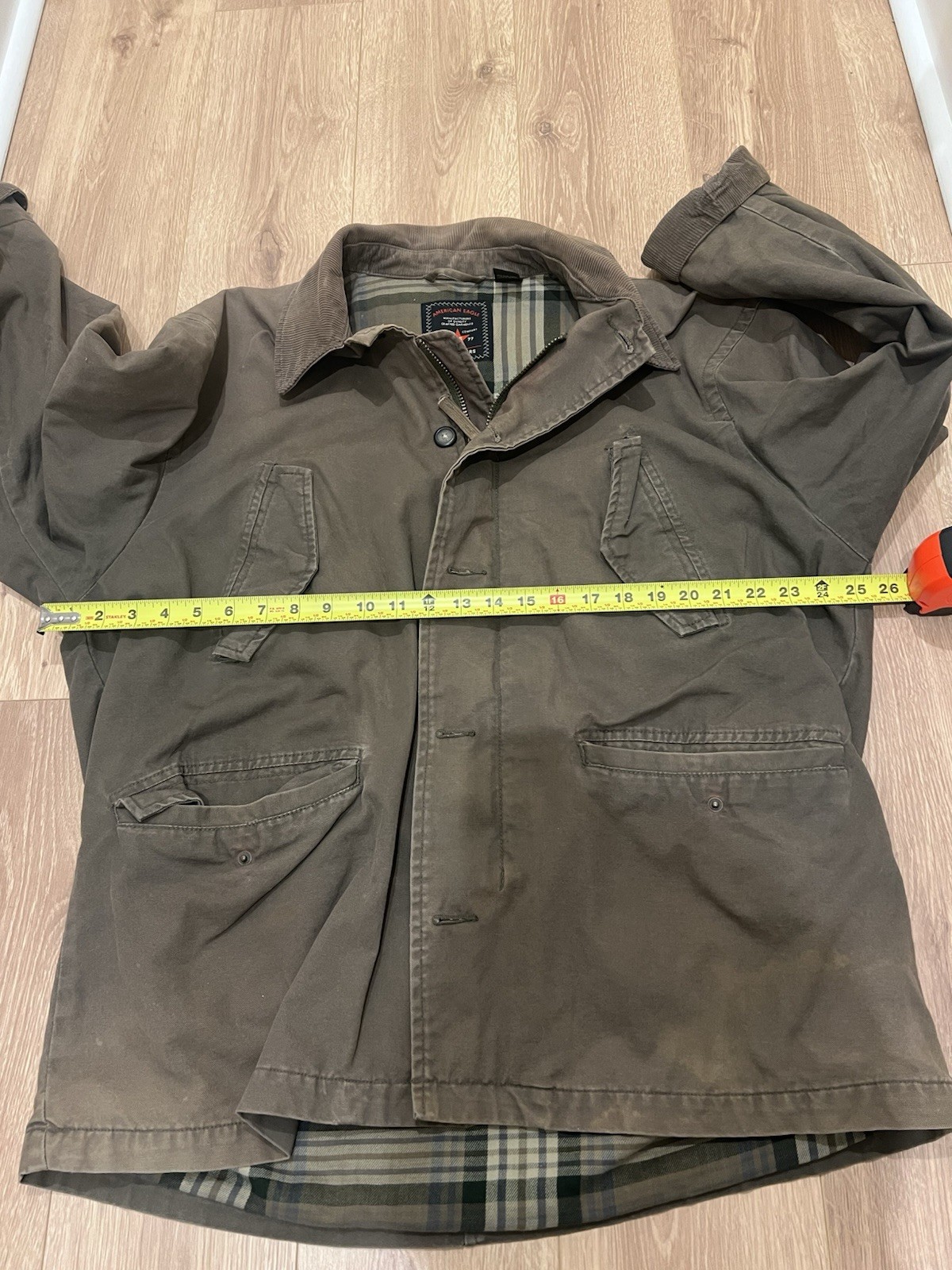 American Eagle Men’s L Canvas Barn Chore Jacket Coat Flannel Lined Distressed