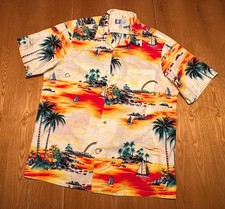 RJC Vintage Tropical Sailing Hawaiian Shirt 100 Cotton Made in USA Hawaii Sz XL
