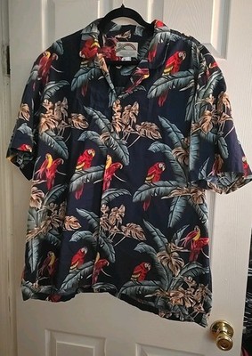 Mens Paradise Found Hawaiian short sleeve shirt 2XL  black cotton