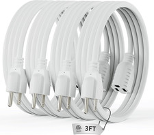 3 Ft Extension Cord White 4Pack Short Power Cord Indoor/Outdoor 16 Gauge 3 Prong