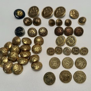 Vintage Brass Gold Military & Crest Livery Uniform Buttons Mixed Lot (46) Blazer