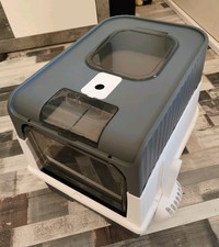 Katzentoilette grau/weiß mit Schublade, 2 Klappen und Aktivkohlefilter NEUWERTIG