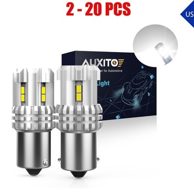 2-20PCS 1156/P21W/BA15S LED White Reverse Turn Signal Light Bulbs 3020SMD 6000K