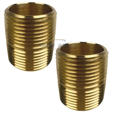 2 Pack Brass Close Pipe Nipple Fitting 1'' MNPT x 1'' NPT Male Adapter