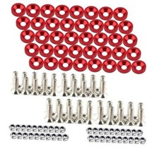 Engine Dress up Kit, 40 PCS Bumper Fender Washers  M6 Dress up Bolts  Red