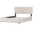 Queen Size Upholstered and 4 Drawers Beige Platform Bed with Classic Headboard