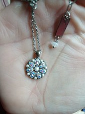 Mariana Swarovski Crystal Faux Pearl Silver Tone Guardian Angel Pendant Necklace