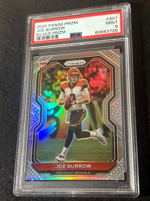 2020 Panini Silver Prizm Joe Burrow RC Rookie Card #307 PSA 9 MINT Bengals view 3