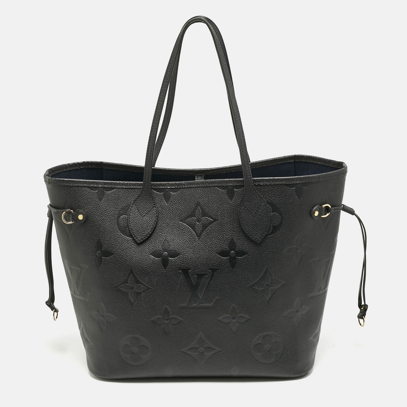 Louis Vuitton Black Monogram Giant Empreinte Leather Neverfull MM Tote Bag