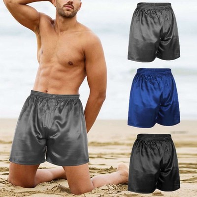 Men's Casual Polyester Boxer Shorts Loose Fit Comfortable Underwear S/M/L/XL