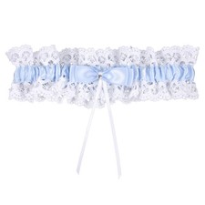 Bride Wedding Garter, Bow Blue Lace Stretchable Leg Garter Elegant Wedding Ac...