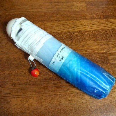 Wpc Tabisuru Kissa Cream Soda Umbrella Mini Blue Cherry Charm Folding Clear New