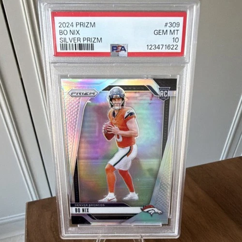2024 Panini Prizm Bo Nix Silver Prizm RC #309 PSA 10 Gem Mint Denver Broncos