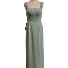 Azazie Womens Custom Flori Maxi Dress Agave Green Bridesmaid Formal Open Back